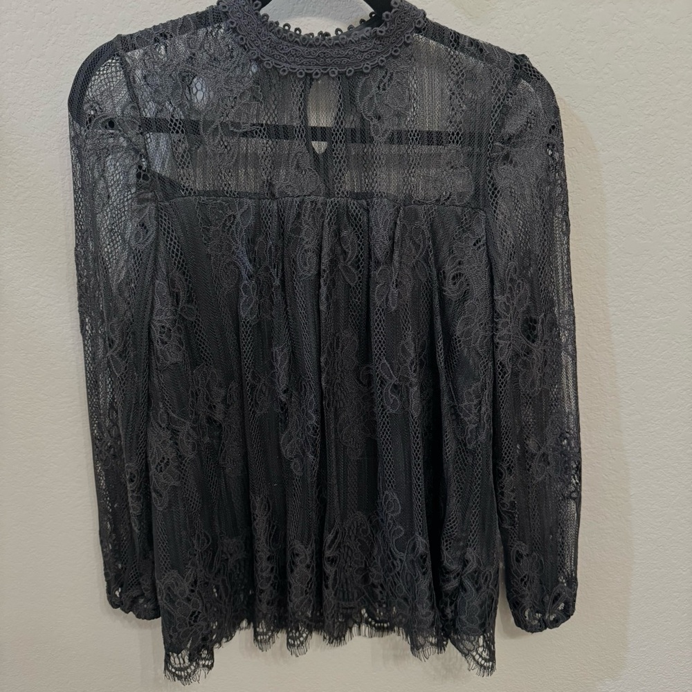 Altar’d State Black Lace Long Sleeve Top